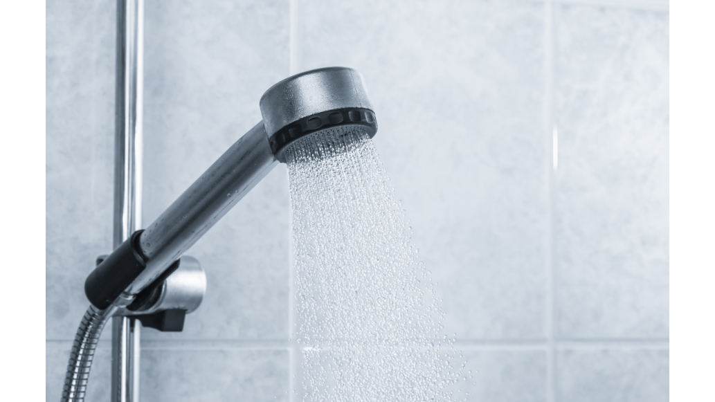 A running shower head