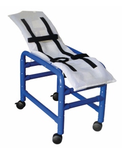 Blue Reclining Bath Chair with White Material 