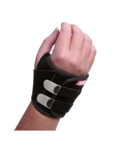 Black 3pp Carpal Lift wrist brace with two velcro straps shown on a hand against a white background