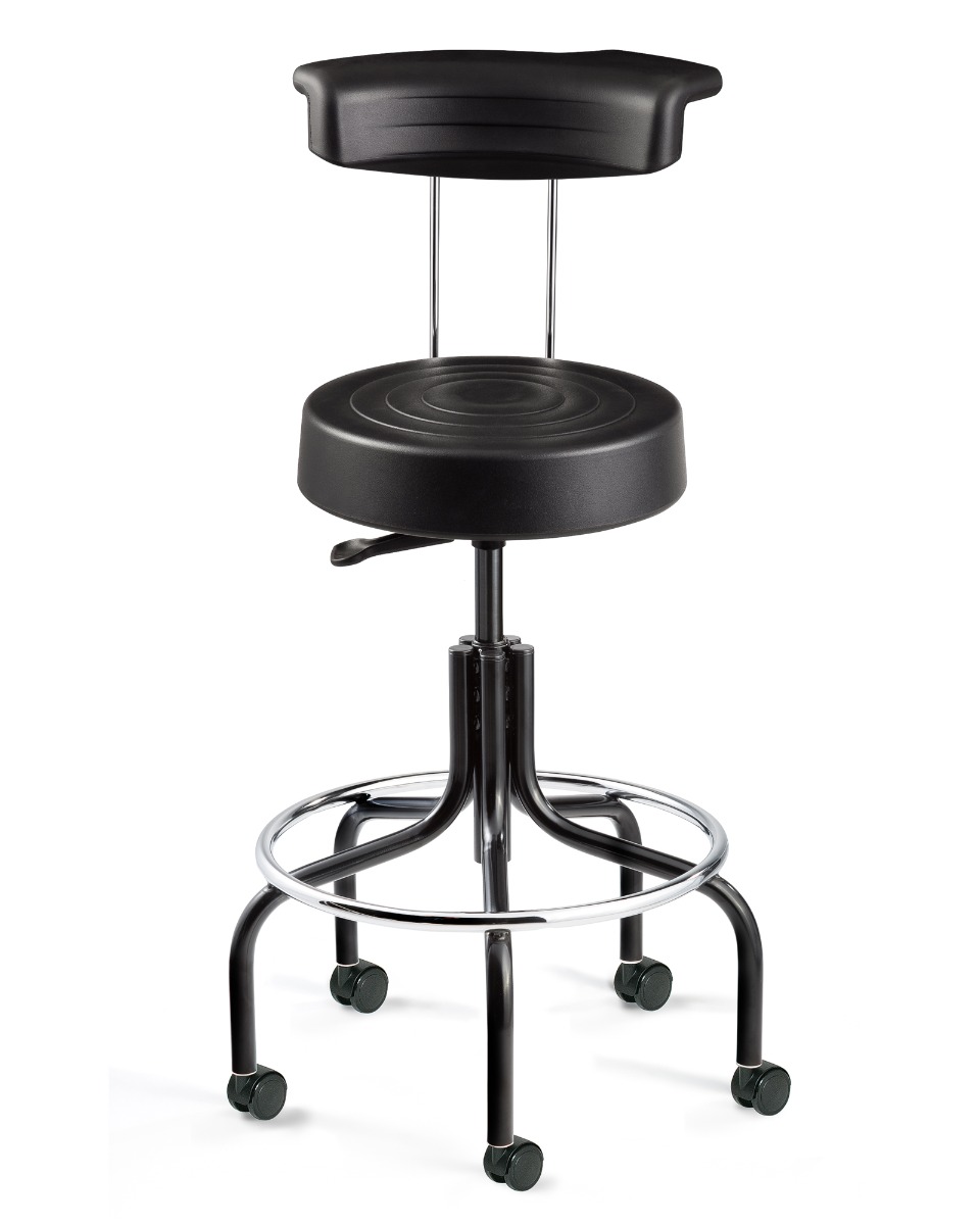 Adjustable stool shop with back support