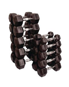Rubber Hex Dumbbells with Chrome Handle