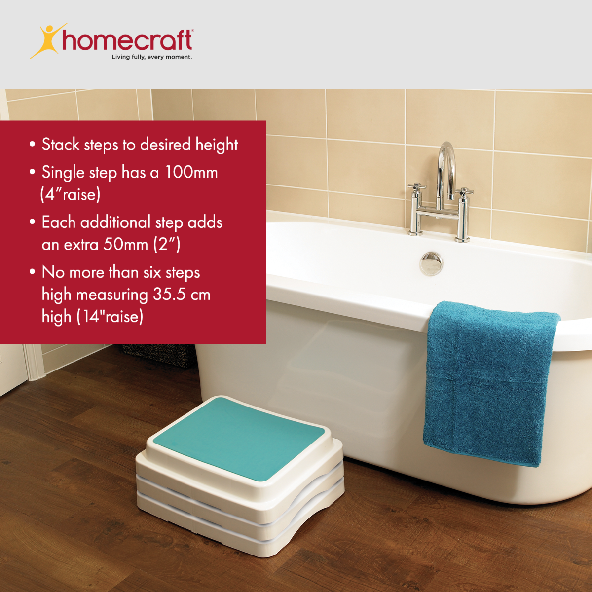 Homecraft Savanah Slatted Bath Board - 69 X 23 Cm Lightweight Bath Seat For Elderly And Disabled - View #3
