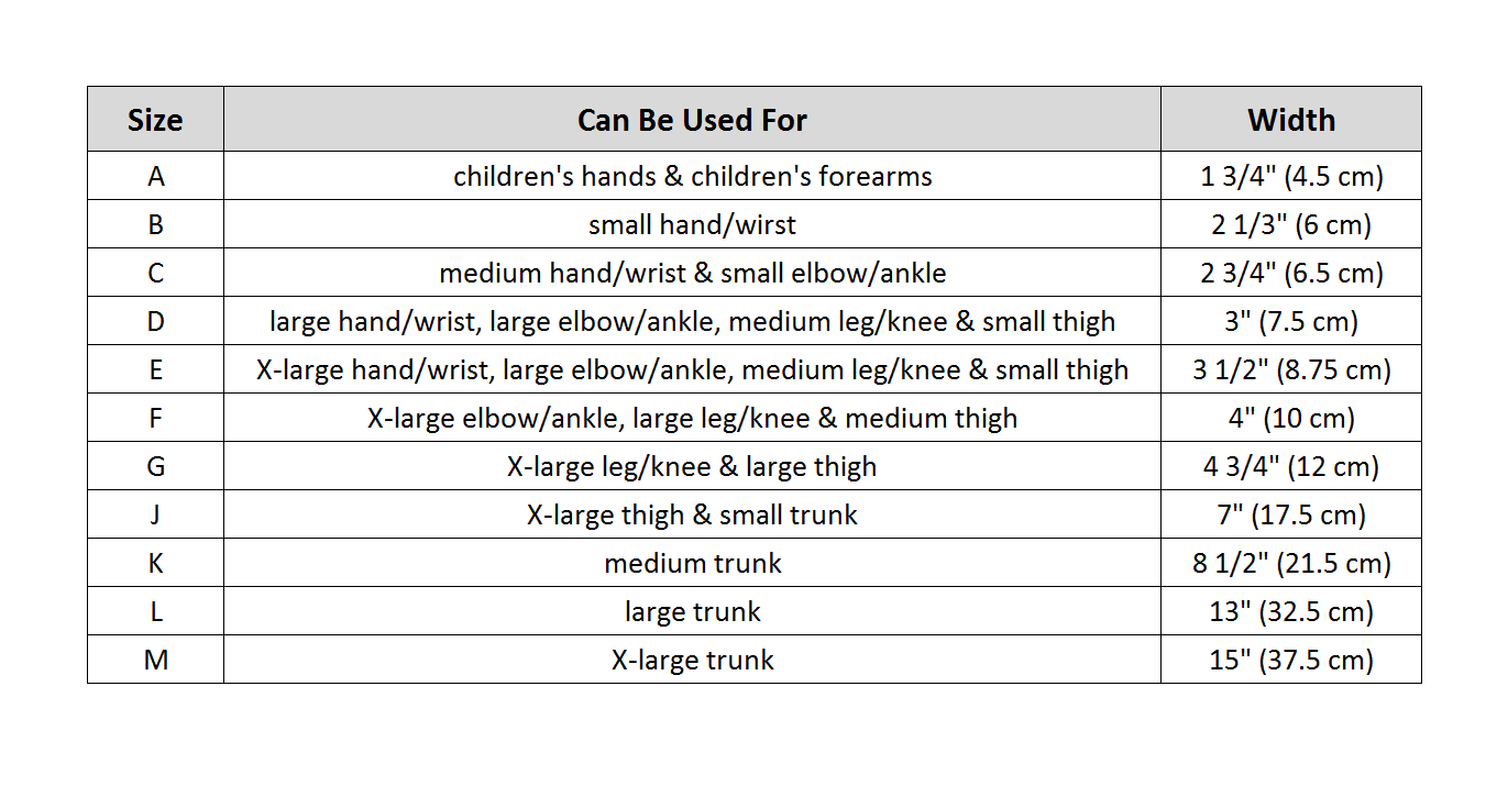 Legs Size Chart